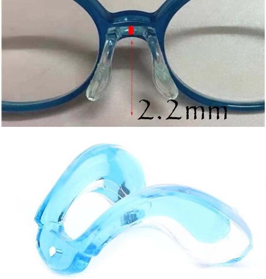 Eyeglass Repair Kit,Nose Pads,2 Pcs Blue Silicone Plug-in/Screw-in Eyeglass Nose Pad Replacement Kids U Shaped Plastic Eyewear Transparent Nose Pad Arm