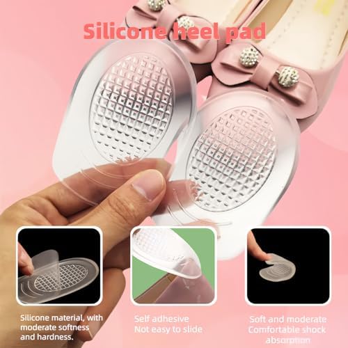 4Pack Heel Cups for Women - Plantar Fasciitis & Heel Pain Relief, Reusable Silicone Shoe Inserts with Non-Slip Grip, Cushion Support for Heel Spurs, Achilles Pain (Fits All Shoes)
