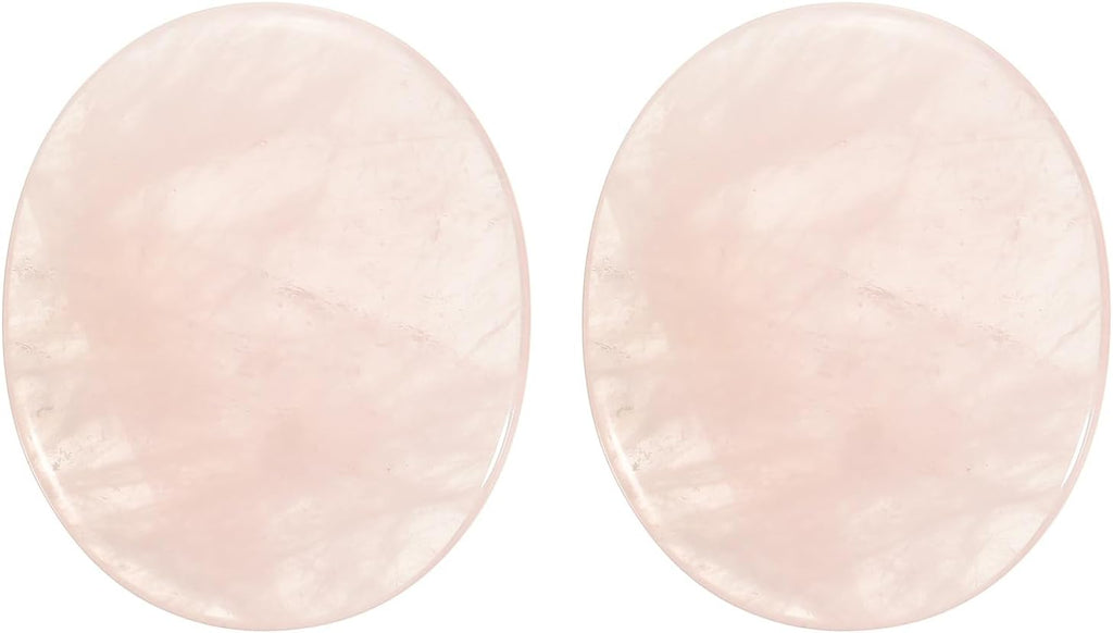 MECCANIXITY 2 Pcs Thumb Worry Stone for Anxiety, Rose Quartz Relief Crystals Hand Thumb Stones Pocket Gems Natural Polished for Yoga Meditation Relief