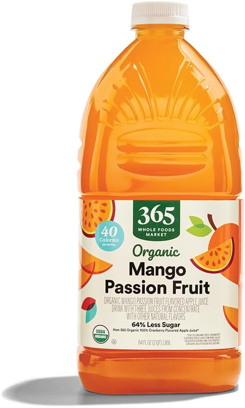 365 by Whole Foods Market, Organic Mango Passionfruit Juice, Reduced Sugar, 64 Fl Oz
