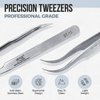 LASHVIEW Lash Tweezer, Vetus Curved Eyelash Tweezers for Profissional Grafting Eyelash Extension, Stainless Steel Needle Nose Tweezers for Lash Extension Stickers Precision Electronics, ST15