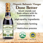 Giusti Organic Balsamic Vinegar of Modena IGP, Matured & Balanced Authentic Italian Aceto Balsamico from Italy, 1 Silver Medal – 8.45 fl oz (250 ml) - Pack of 1