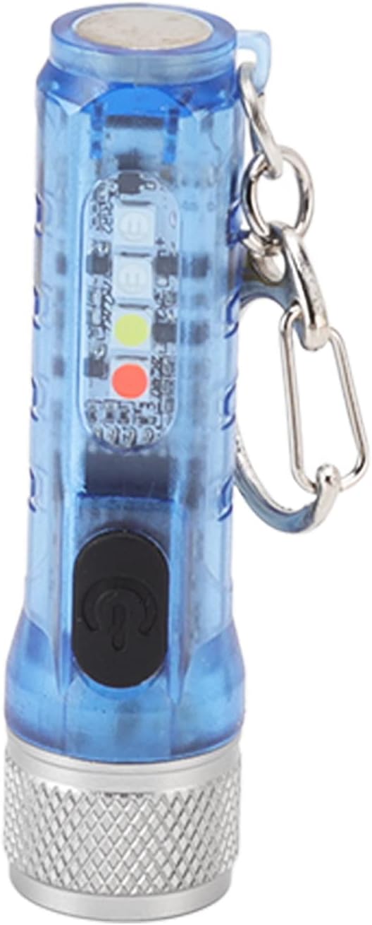 Keychain LED Flashlight, Super Bright USB Rechargeable Mini Flashlight with Magnetic Base Multiple Lighting Modes for Outdoor Camping Hiking Made of Stainless Steel PC Compact Size (Blue)