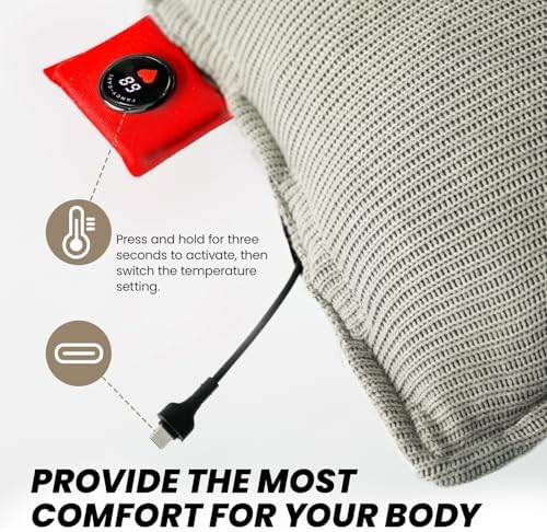 Heated Pillow for Lumbar Support, Heating Lumbar Support Pillow for Office Chair 45X45CM