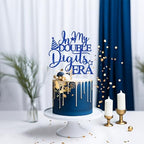 In My Double Digits Era Cake Topper Out Single Digits I'm 10 Decorations 10th Birthday Party Decoration Happy 10th Birthday Cake Decor Blue Glitter