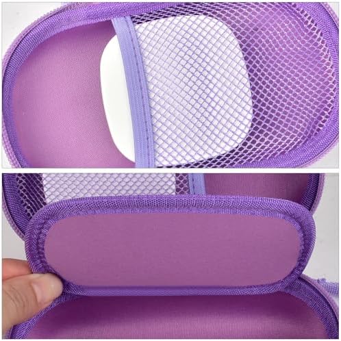 Portable 2 in 1 Contact Lens Case and Glasses Case, Traveling Contact Cases Bag Box Holder with Soak Storage Kit Included Built-in Mirror, Tweezer, Contact Lens Solution Bottle and Hand Strap-Purple