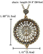 AKOAK 5X Portable Vintage Magnifying Glass Pendant Necklace for Library,Reading Fine Print,Zooming,Increase Vision,Jewelry and Gift (Flower-1)