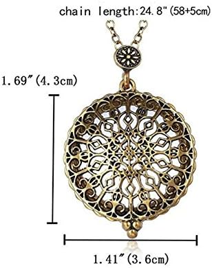 AKOAK 5X Portable Vintage Magnifying Glass Pendant Necklace for Library,Reading Fine Print,Zooming,Increase Vision,Jewelry and Gift (Flower-1)