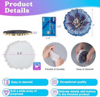 LET'S RESIN 4Pcs Resin Coaster Molds, Druzy Geode Agate Silicone Coaster Molds for Epoxy Resin, 5Inches Large Mould for DIY Art Craft Cup Mats, Durable and Flexible Moulds