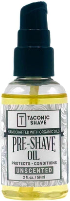 Taconic Shave Premium Natural Pre-Shave Oil (2 oz.) – Unscented – Protects Against Irritation and Razor Burn when Shaving with a Cartridge, Safety or Straight Razor