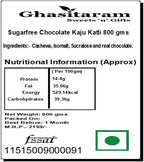 Ghasitaram Gifts Indian Sweets - Diwali Gifts Sugarfree Sweets - Sugarfree Chocolate Kaju Katli 800 GMS