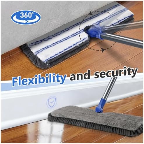 Masthome Microfiber Mops for Floor Cleaning,Dust Mop with 4 Reusable Pads,Flat Flip Mops for Wet & Dry Use,Professional Microfiber Mop for Hardwood, Laminate,Tile Floor Cleaning-1 Scraper