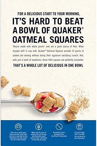Quaker Oatmeal Squares Breakfast Cereal, Brown Sugar, 21oz Family Size Box