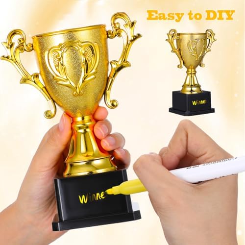 NUOBESTY Award Trophy Cup, 7Inch Gold Plastic Winner Trophies for Kids Sports Tournaments, Soccer, Party Favors, Classroom Prize, Competitions Reward with Black Base