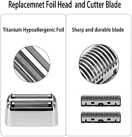 Replacement Foil and Cutters for BaBylissPRO Barberology Double Foil Shaver, Professional Foil Cutter Blade for BaBylissPRO Barberology FX Collection Metal Foil Shaver (Silver)
