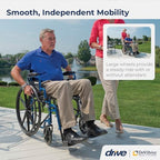 Drive Medical Blue Streak Lightweight Foldable Wheelchair - Enhanced Mobility Support - Durable Construction - Padded Comfort - Swing-Away Leg Rests - Desk Arms - Blue/Black - 16 Inch Seat