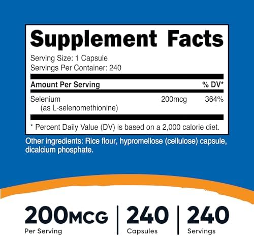 Nutricost Selenium 200mcg, 240 Vegetarian Capsules, Non-GMO, Gluten Free L-Selenomethionine