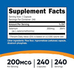 Nutricost Selenium 200mcg, 240 Vegetarian Capsules, Non-GMO, Gluten Free L-Selenomethionine