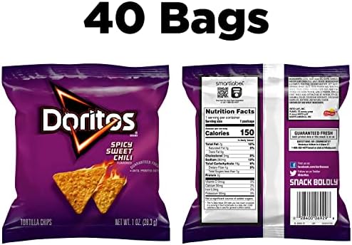 Doritos Flavored Tortilla Chips, Spicy Sweet Chili, 1 Ounce (Pack of 40)