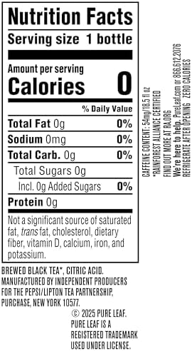 Pure Leaf Iced Tea, Unsweetened Real Brewed Tea, Zero Sugar & Zero Calories, 18.5 Fl Oz (Pack of 12)