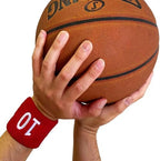 Couver Unisex Red Sports/Athletic with Number Embroidery Sweat Wristband, 1 Piece