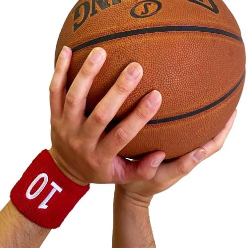 Couver Unisex Red Sports/Athletic with Number Embroidery Sweat Wristband, 1 Piece