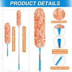 4 Pack Microfiber Feather Dusters, Up to 55 Inch Extension Pole, Cobweb Cleaner, Electrostatic Bendable Head,Telescoping Feather Dusters for Wall, Ceiling Fan, Celling, Car, Furniture