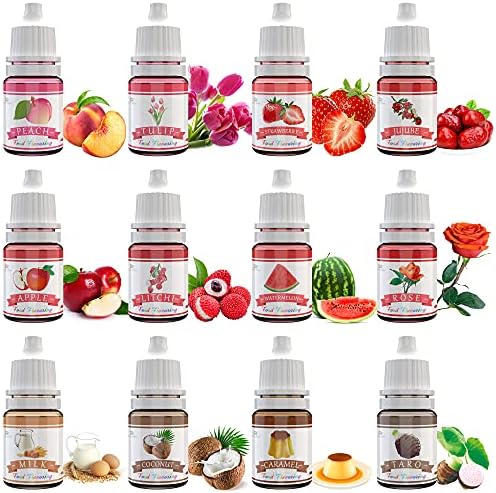 Food Flavoring Oil - 24 Pack Concentrated Flavor Oil for Baking, Cooking, Cosmetics - Liquid Lip Gloss Flavoring Oil Extract for Lip Balm, Drinks, Soap Making - Water & Oil Soluble - .2 Fl Oz Bottles