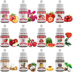 Food Flavoring Oil - 24 Pack Concentrated Flavor Oil for Baking, Cooking, Cosmetics - Liquid Lip Gloss Flavoring Oil Extract for Lip Balm, Drinks, Soap Making - Water & Oil Soluble - .2 Fl Oz Bottles