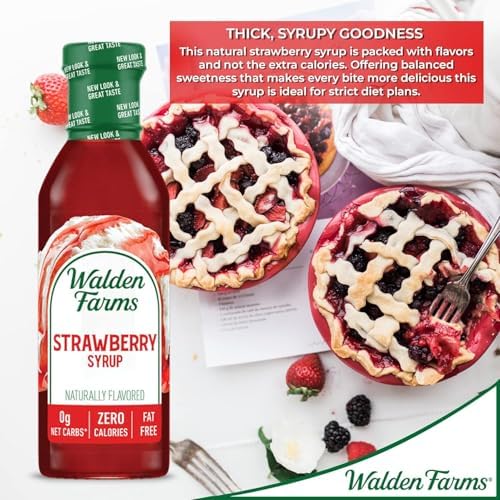 Walden Farms Strawberry Syrup – Perfect for Desserts, Smoothies, Breakfast – Zero Calorie, Sugar-Free, Low Carb, Keto-Friendly, Gluten-Free, Vegan – 2-Pack, 12 oz Bottles