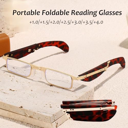 Foldable Anti-Blue Light Reading Glasses with Case,Portable Foldable Reading Glasses for Men Women, Anti Eyestrain