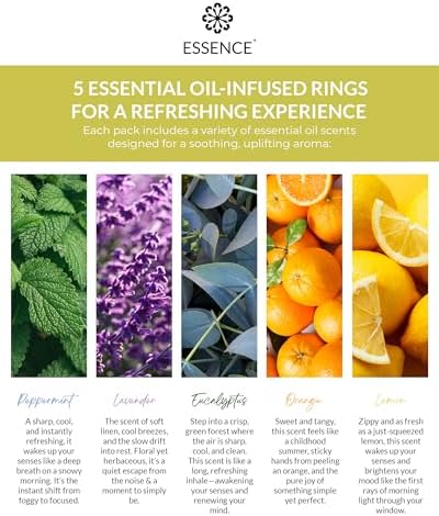 Essence Nasal Diffuser Starter Kit – Essential Oil Silicone Nose Ring Inhalers for Beginners – Wearable Aromatherapy Bundle for Relaxation, Energy & Breathing Support