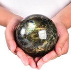 Labradorite Crystal Ball with Stand Large Crystals Sphere Decorative Ball Meditation Witchcraft Home Decor 90-100mm/3.5-3.9"