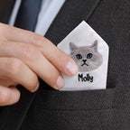 Personalized Embroidery Handkerchief, Custom Pet Face Photo Cotton Pocket Square Wedding Birthday Party Gift for Pet Lover