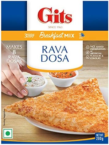 Gits Rava Dosa Breakfast Mix, 800g (Pack of 4 X 200g Each)
