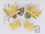 4 Pcs Crown Cake Topper Mini Pearl Tiara Cake Toppers Wedding Birthday Cake Topper for Girls Party Baby Shower Birthday Cake Decorations (Gold)