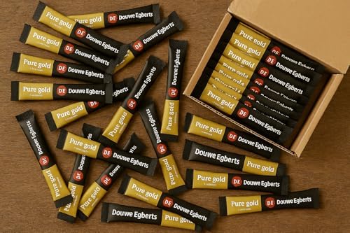 Douwe Egberts Pure Gold Instant Coffee Sticks – 50 x 1.5g Sachets – Smooth & Rich Instant Coffee – Ideal for Office, Hotels, Travel and On-the-Go