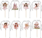 40 PCS Fairy Cupcake Toppers Flower Wing Angel Fairy Cupcake Picks Ballet Dancer Fairies Party Cupcake Decoration for Wonderland Garden Elves Theme Girls Birthday Party Cake Decorations Supplies