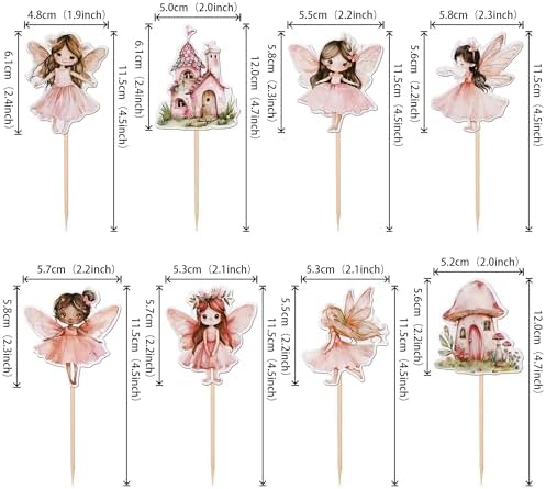 40 PCS Fairy Cupcake Toppers Flower Wing Angel Fairy Cupcake Picks Ballet Dancer Fairies Party Cupcake Decoration for Wonderland Garden Elves Theme Girls Birthday Party Cake Decorations Supplies