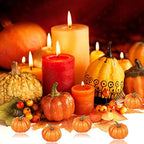 Lainrrew 12 Pcs Mini Artificial Pumpkins, Fall Harvest Simulation Pumpkins Decor Fake Fruit Home Decor for Halloween Thanksgiving Party Decorations (Orange)