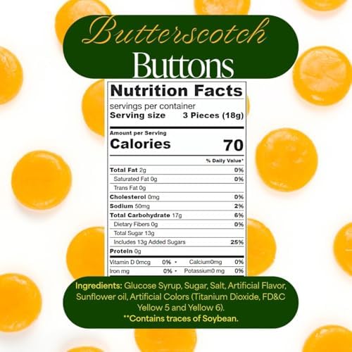 SweetGourmet Butterscotch Buttons | Arcor Premium Bulk Wrapped Hard Candy | 5 Pounds