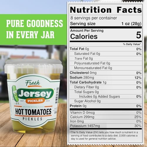 Jersey Pickles - Hot Pickled Tomatoes (Quart) – Pickled Vegetable – Handcrafted Gourmet Topping for Sandwiches, Charcuterie & More