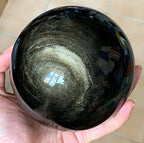 AtkitS Natural Gold Obsidian Ball Double Golden Eye Lucky Crystal Energy Healing Home Office Decoration Craft Gifts Feng Shui Ornaments (Size : 3-3.5kg)
