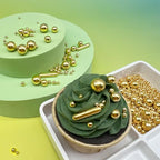 Gold Sprinkles for Cake Decorating, 4.6Oz Rod and Pearl Sprinkles Mix for Baking, Cupcake, Cookie, Ice Cream, Donuts and Cake Decorating