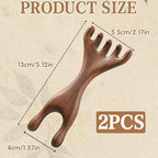 2Pcs Meridian Comb Fivetouch Therapy Comb Sandalwood Massage Claws Guas Sha wood therapy Tools ergonomic for Head Face Eye Nose Massager Brush Relaxation Wellness