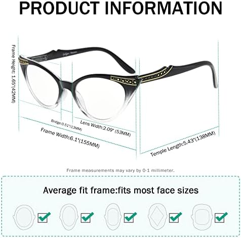 Eyekepper Cateyes Womens Reading Glasses (Black-Transparent, +1.25)