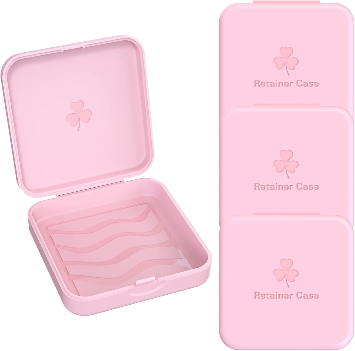 ARGOMAX [4-Pack Aligner Case with Vent Holes, Slim Portable Retainer Case for Clear Braces, Orthodontic Storage Box for Mouth Guard & Night Guard, Travel Dental Container - Pink