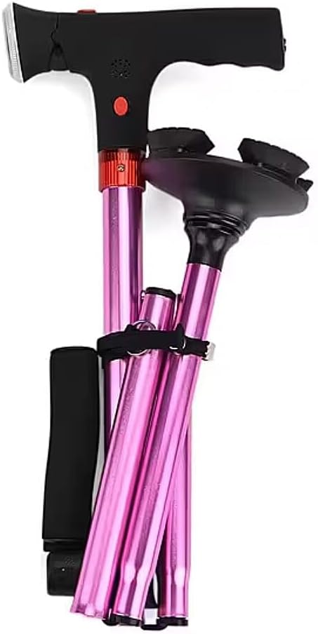 Soulsmart Purple 2 Handles Foldable Smart Easy Up Cane with LED Light