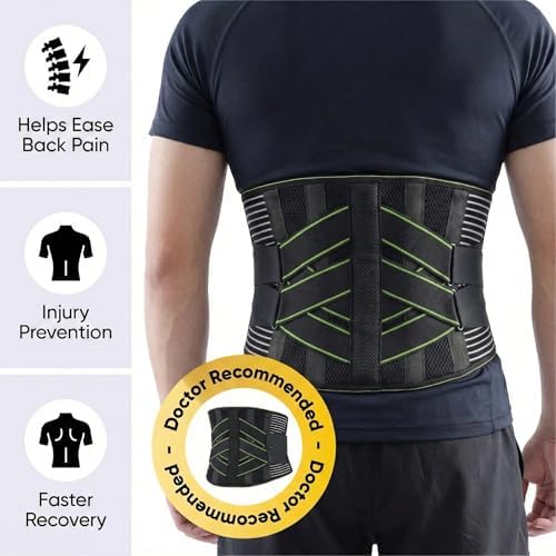 Back Support Belt for Men & Women | Lower Back Brace with 5 Support Stays & 3D Lumbar Pad | Breathable Back Brace for Work, Lifting & Posture Support | Adjustable Compression | Fits 25–45 Inch Waist