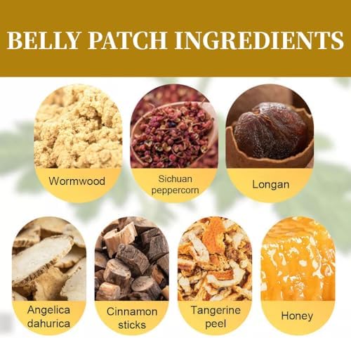 50 Pcs Mugwort Belly Patches, Belly Button Patch, Breathable Navel Sticker with Magnet Ring, Non-Woven Herbal Patches, Abdomen Belly Button Patches for Women Men, with Individual Package